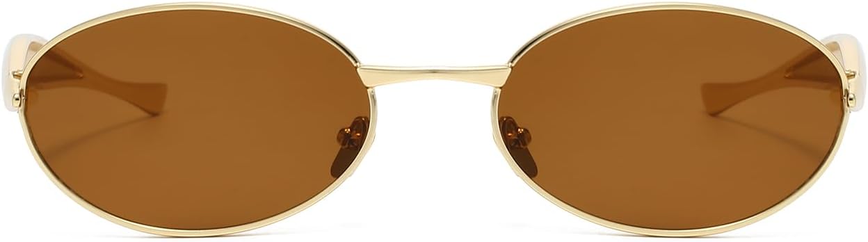 YAMEIZE Stylish Metal Oval Sunglasses for - Women Men Metal Frame Round Shade UV400 Protection Driving Outdoor - Image 2