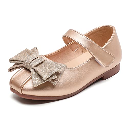 DADAWEN Ballerine Princesse Chaussures Fille Mary Jane Bowknot Enfant pour Ceremonie Mariage Fête Or 25