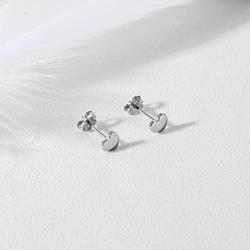 Aoedej 925 Sterling Silver Heart Earrings For Girls Tiny Heart Earrings Studs Girls Earrings Heart Stud Earrings For Women (Silver) #TOP3
