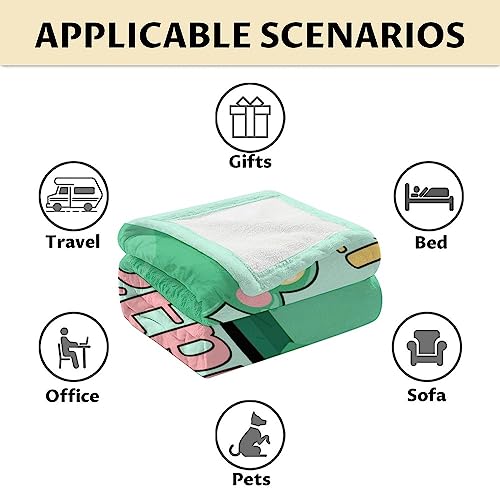 Mercuryelf Frog Throw Blanket - Soft, Fuzzy & Warm - 60x80 Inches Flannel Blankets for Bed, Couch - Light Green Funny Throws Gift for Adults