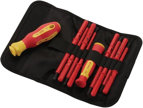 10pcs VDE Insulated Electricians Screwdriver Set with Rubber Handle in Hard Case | Interchangeable | Magnetic Tips | 1000V | Ideal for Electrical Home and DIY Projects