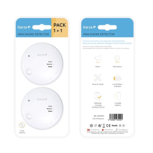 Detector de humo Garza pack de 2 con sensor óptico y alarma 7
