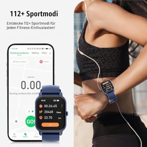 Smartwatch Damen Herren, 1.85" HD Fitnessuhr mit Bluetooth-Anruf – Ansicht 5