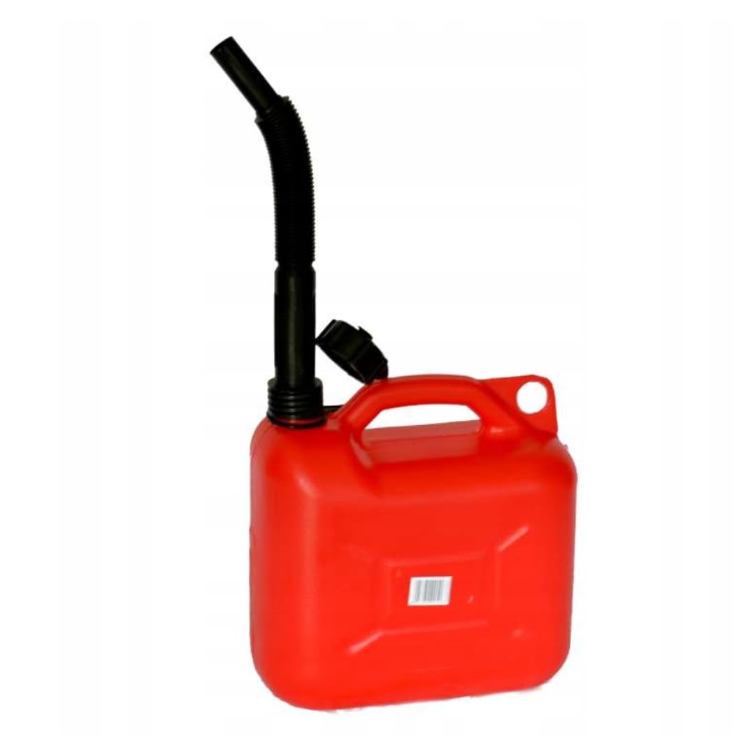 Jerrican Essence avec bec Verseur Rouge 5 L | Bidon robuste et étanche pour essence ou diesel, pratique comme réserve de carburant et facile à transporter