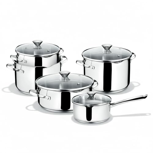 Lagostina Smart Batterie de Cuisine pour Induction, Gaz et Four en Acier Inoxydable 18/10, 9...