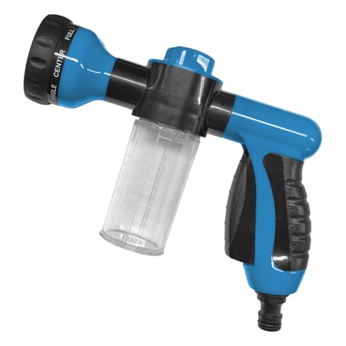 GAOLAOSY High Pressure Car Wash Foam Gun, 8 Way Spray Pattern Garden Hose Nozzle with 3.5oz/100cc Soap Dispenser, Adjustable Hose Spray Nozzle for Car Washing, Pet Shower, House Cleaning (Blue)