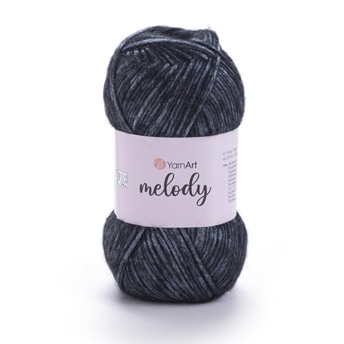 Image of YarnArt Melody Variegated Chainette - Metallic Sheen Fiber for Knitting, Crochet & Embroidery, 100g (3.5 oz) Skein, 230m (251 yd), Premium Blend of 70% Polyamide 21% Acrylic 9% Wool (884)