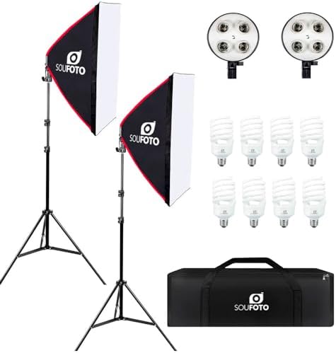SOU FOTO Kit Completo Softbox Quadruplo com 8 Lâmpadas de 45w, Tr...