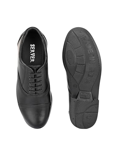 Image of Server Men's Oxford Shoe || Uniform Dress Shoe || Black Formal Shoes || Office Shoes Hand Made || Police Shoes Leather Lace Up Oxford Shoe