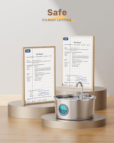 Katzenbrunnen Edelstahl Trinkbrunnen für Katzen: Ultra leiser 3.2L Wasserbrunnen mit Wasserstandsfenster - Auch für Hunde geeignet