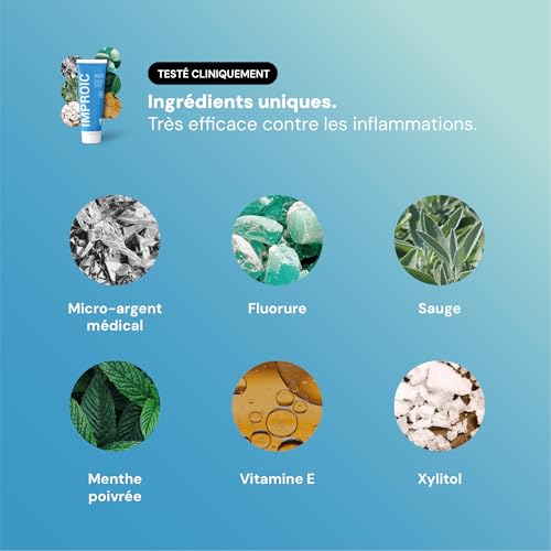 Dentifrice pour implants dentaires IMPROIC avec microargent médical et acide hyaluronique - 7