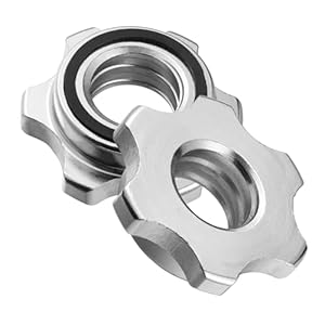 Garneck 2pcs Standard Barbell Spin-Lock Collars Screw Clamps Anti-Slip Spin-Lock Collars for Dumbell Weight Lifting 1 inch(Silver)