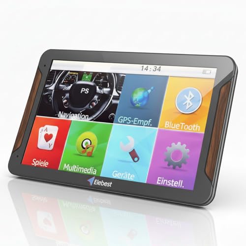 Elebest 70 (Auto & Wohnmobil Navi) 7 Zoll mit Bluetooth – 52 Länder Europa Karten lebenslang, Fahrspurassistent, POIs & Sprachführung