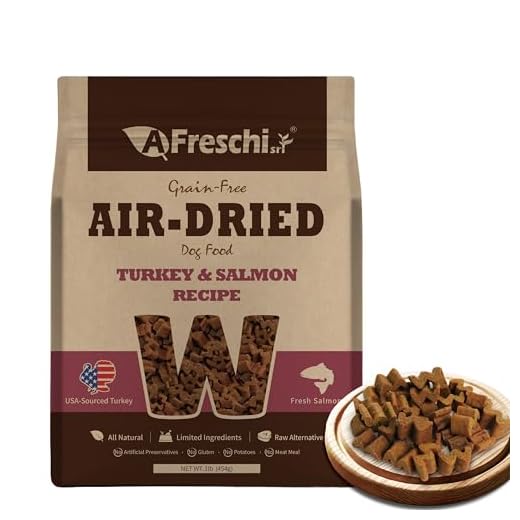 A Freschi srl Air-Dried Puppy & Adult Dog Food - Real Turkey & Salmon Recipe | Grain-Free | High-Protein for Toy, Small & Large Breeds | Ideal for Picky Eaters, 1 lb Starter Bag