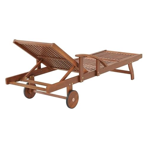 Caspian Eucalyptus Wood Outdoor Reclining Chaise Lounge Chair With Arms And Adjustable Leg Rest, 5 Position Backrest, And Durable Weather-Resistant Design - Patio Furniture #TOP4