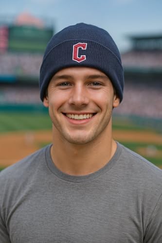 Gorro tejido con puño oficial Cleveland béisbol azul marino miniatura 4