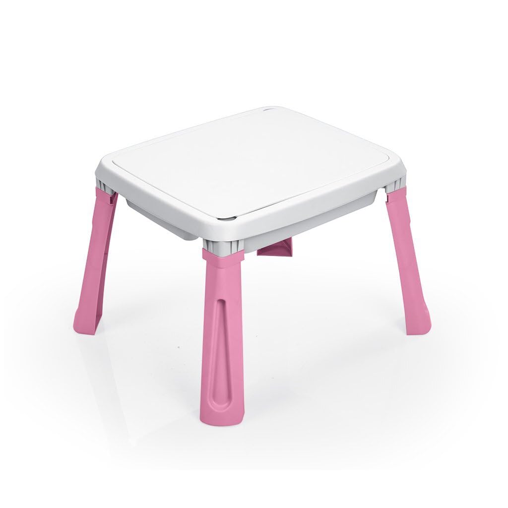 Dolu Tavolo con Sabbia e Acqua 3 in 1, Giocattolo Creativo per Bambini dai 24 Mesi in su, Vassoio da Gioco, Tavolo da Gioco per Acqua, Sandbox – Rosa/Bianco