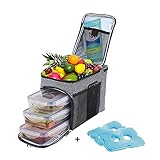 Top&Top Insulated Lunch Box Set and Cooler Bag for Men, Women (Tote Lunch Bag Includes 3 Reusable Meal Prep Containers + 2 Ice Pack + Detachable Shoulder Strap) Lunch Box for School, Office, Camping