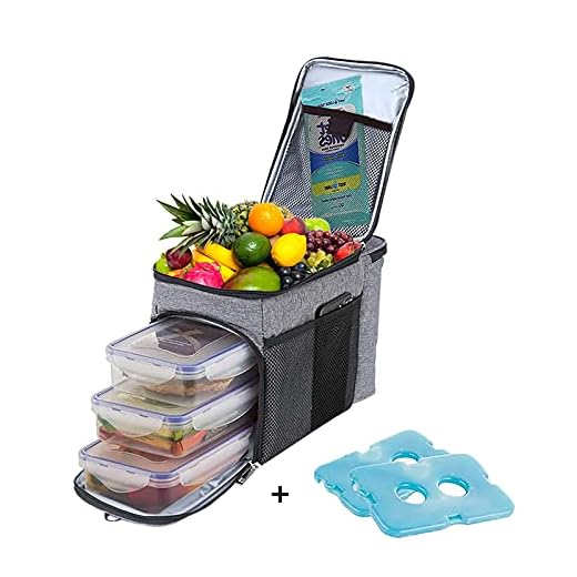 Top&Top Insulated Lunch Box Set and Cooler Bag for Men, Women (Tote Lunch Bag Includes 3 Reusable Meal Prep Containers + 2 Ice Pack + Detachable Shoulder Strap) Lunch Box for School, Office, Camping