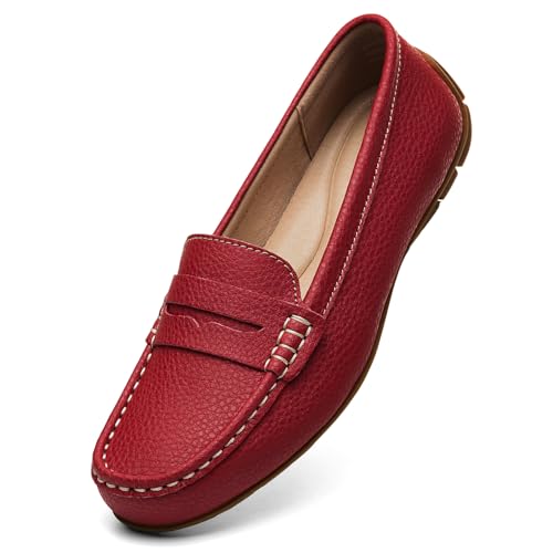 KORDAL Red Leather Penny Loafers