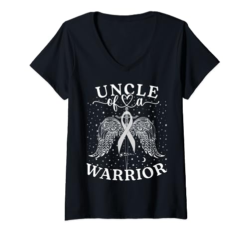 Escuadrón de apoyo para la concienciación sobre el cáncer de pulmón Uncle Of A Warrior Camiseta Cuello V