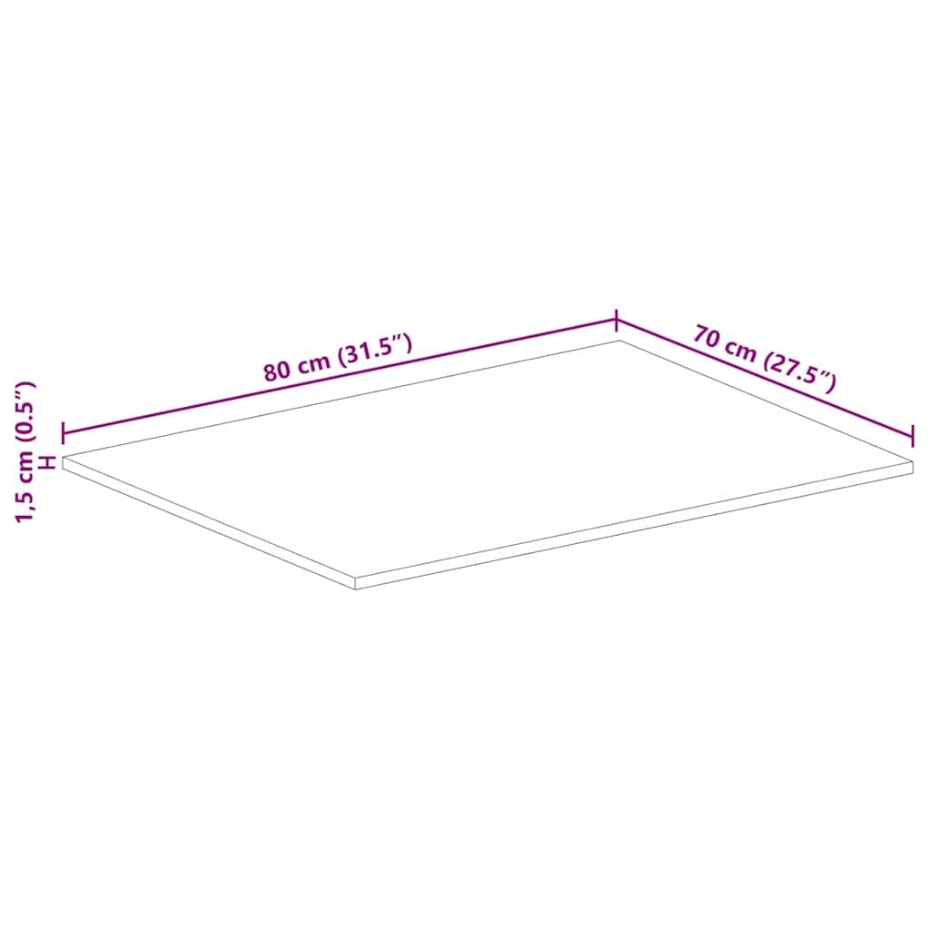 vidaXL Piano per Tavolo 80x70x1,5cm Rettangolare Legno di Mango Grezzo, Piano per Tavolo Rettangolare, Piano Tavolo in Legno, Piano per Tavolo da Pranzo