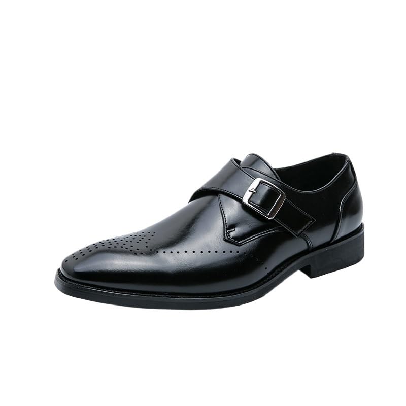 Men Monk Dress Shoes Comfort Orthopedic Uniform Classic Slip On Calfskin Leather Office Anti-Slip Non Slip Resistant Shoe Breathable