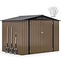 DWVO 8'x6' Large Metal Outdoor Storage Shed, Heavy Duty Tool Storage Sheds for Backyard Patio Lawn - Ideal for Bicycles, Garden Tools, and Lawn Equipment, Easy-to-Assemble, Brown