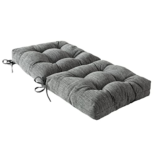 Qilloway Outdoor Seat/Back Chair Cushion Tufted Pillow, Spring/Summer Seasonal Replacement Cushions - Pack Of 4 (Charcoal Grey/Black) #TOP2