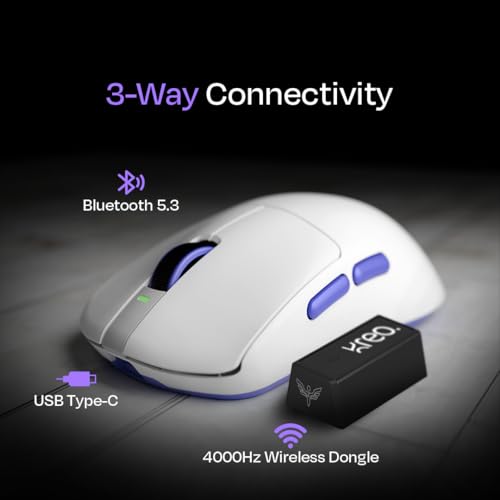 Kreo IKARUS High Performance Wireless Gaming Mouse, 4k Polling Rate, Pixart 3395 Sensor, 26,000 DPI,100+ Hr Battery, 4000Hz Polling Rate, Lightstrike Optical Switches, Ergonomic Design(Ikarus-White) - Image 7
