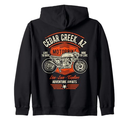 Cedar Creek AZ USA Style rétro vieilli Style moto Sweat à Capuche