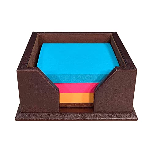 Dacasso Chocolate Brown Leather Note Holder, 3-Inch by 3-Inch