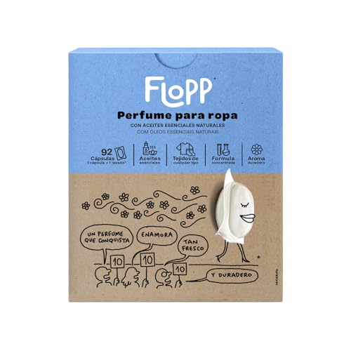 Flopp - Perfume para la Ropa con Aceites Esenciales Naturales en Pastillas - Fuerte fragancia duradera - 90 cápsulas