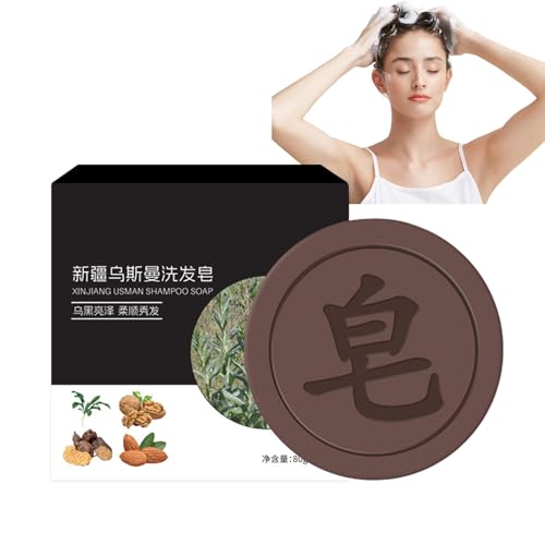 Shampoo Solido,Shampoo Solido Capelli Grassi,Con Estratti Di Erbe,Polygonum,Ginseng,Vegano,Naturale,Bio,Nutrimento Profondo E Pulizia Delicata,Rinforza E Scurisce I Capelli,80g