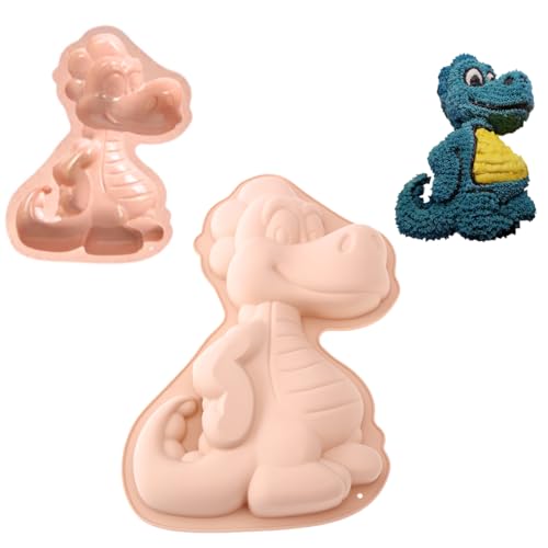 Eryndis Moule à Gâteau Dinosaure en Silicone, 3D Moule à Anniversaire Gâteau Dinosaure pour Fête d'Enfant Inoubliable - Moule Dinosaure Gateau Facile à...