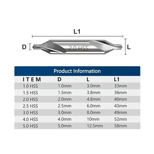 Foret central HSS combiné 60° de 3.5mm pour perçage et centrage de précision du métal - 4
