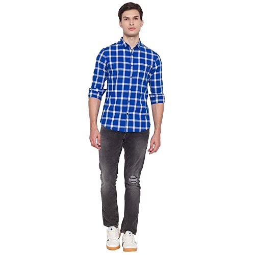 Image of Spykar Men's Checked Slim Fit Shirt