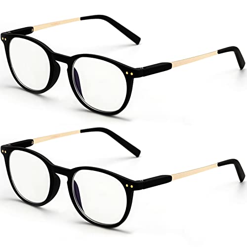 VVDQELLA TR90 Ultraligeras Gafas Presbicia Mujer 0.75x 2 Piezas Negro Gafas de Lectura con Filtro Anti Luz Azul con Bisagra Resorte Gafas Lectura Mujer 0.75x Cover