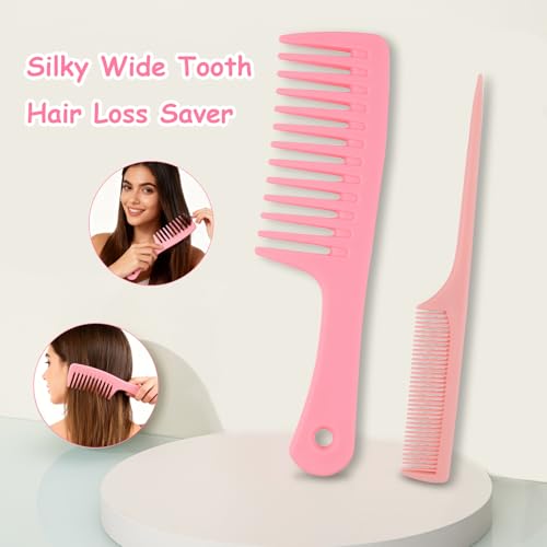 4 Peines Anchos Rosas para Cabello Grueso y Largo miniatura 4