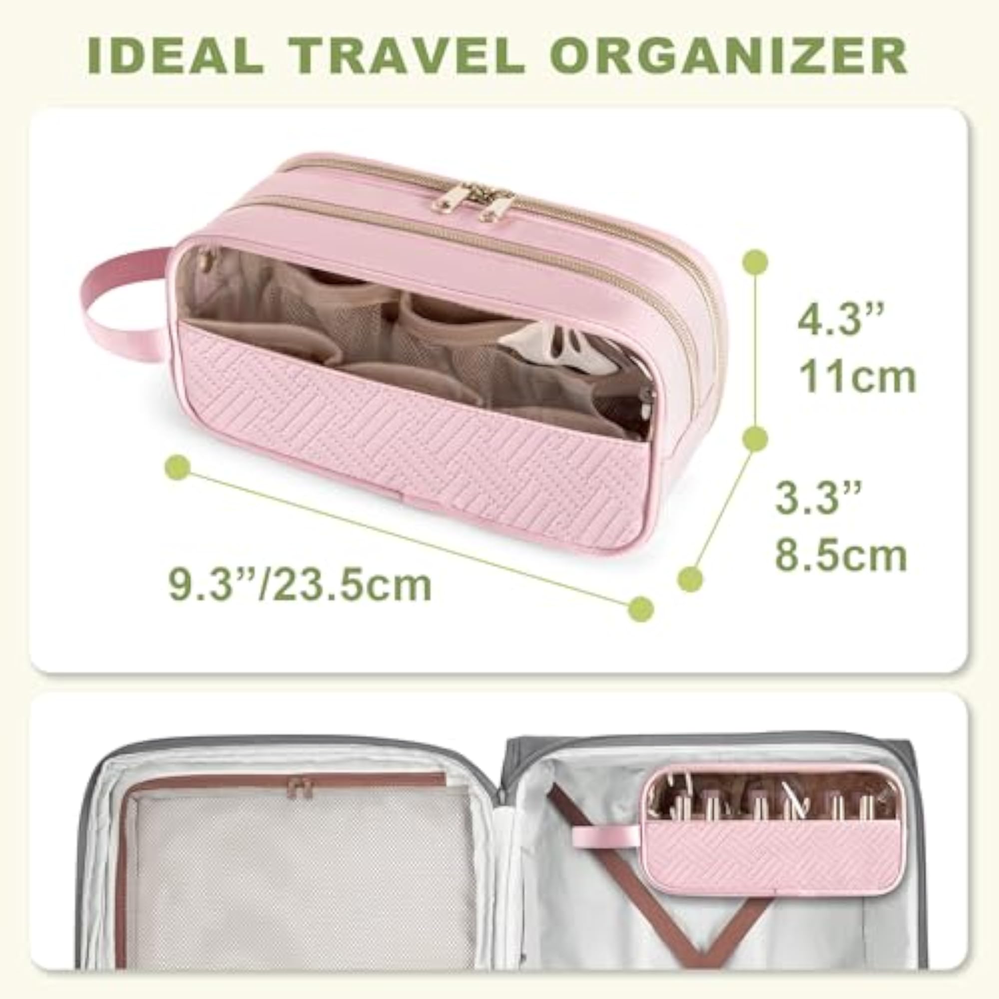 Nail Polish Organizer Case for 12 Bottles, Pink Storage Bag