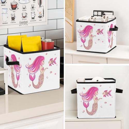 Boîte de rangement pliable rose sirène pour placard - 8