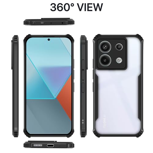 Image of Pikkme Back Cover for Redmi Note 13 Pro 5G | Ultra Hybrid Shockproof Case | Full Camera Protection | Raised Edges | Clear Transparent Bumper Case (Black)