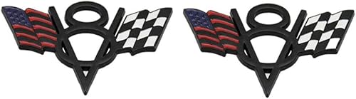2 calcomanías de metal V8 con emblema de bandera estadounidense para guardabarros, maletero, placa de identificación 3D para automóviles y camiones