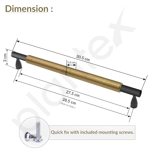 Image of Plantex Cabinet Handle /288mm Handle for Cabinet /Furniture /Door Pull-Push Handle for Home /Office - Pack of 1 (Brass Antique)
