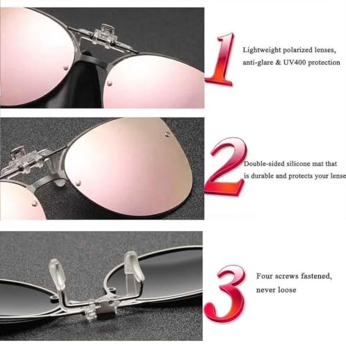 Image of Polarized Clip on Sunglasses over Prescription Glasses Anti-Glare UV Protection Cat Eye Flip up Clip-on Eyeglasses