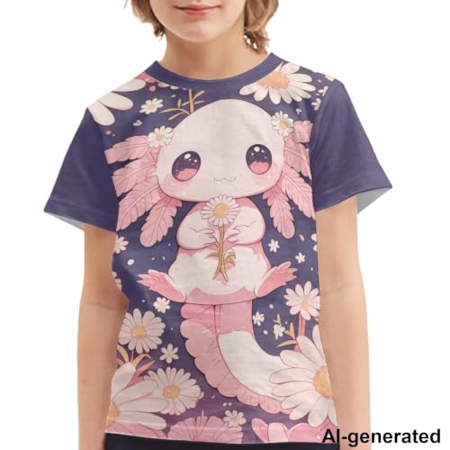 Image of Novelty 3D Graphic T Shirts for Kids Crew Neck Funny Animal Print Short Sleeve Girls Tshirts 3-16 Years