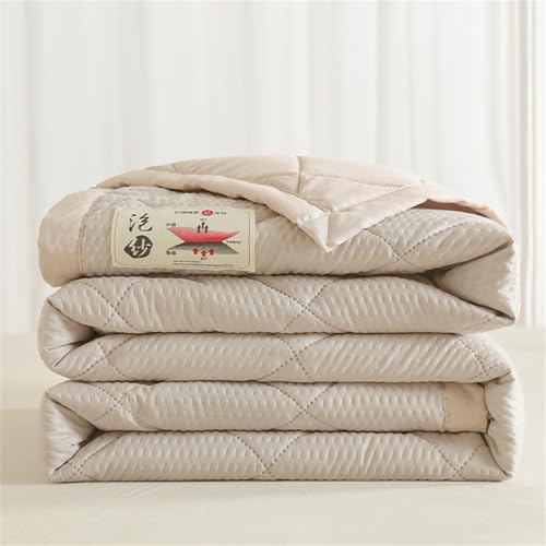 Chickwin Colcha Acolchada Seersucker, Colchas Acolchadas Color Sólido Cama 90/135/150/180, Cubrecama Verano Reversible Microfibra Suave para Cama Individual Matrimonio (Marrón Grisáceo,200x230cm)