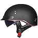 Produktbild Sebasty Halbschalenhelm mit ECE Motorradhelm Herren Damen Brain Cap Retro Motorrad Jethelm Halbhelm Halbschale Helm Rollerhelm Chopper Scooter Helm Sturzhelm mit Visier 2,M