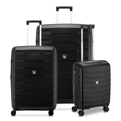 RONCATO Skyline 2.0 Trolley - 4 ruedas, ampliable y con sistema de cierre con sistema de cierre TSA, Negro , Set 3 trolley