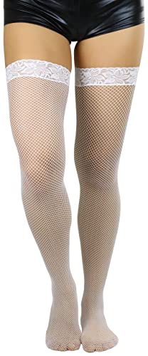 Image of ToBeInStyle Women's Fine Classic Fishnet Thigh High Stretch Nylon Novelty Stockings